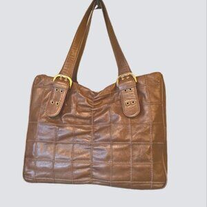 Lanzetti by Lexiapel leather handbag caramel color medium size made in Italy.